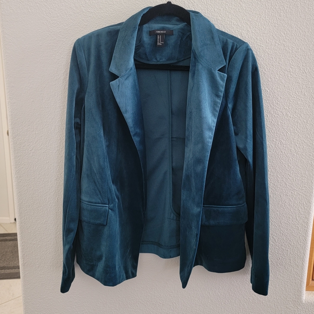 Velour Teal Blazer M